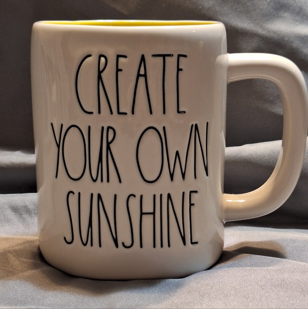 Rae Dunn "Create Your Own Sunshine" Ceramic White Coffee Collectible Mug Decor